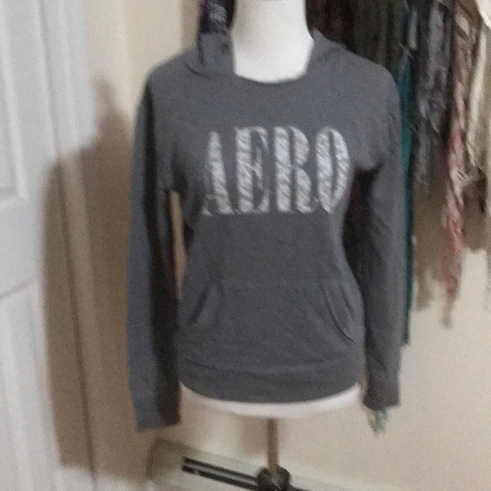 Gray hooded sweatshirt